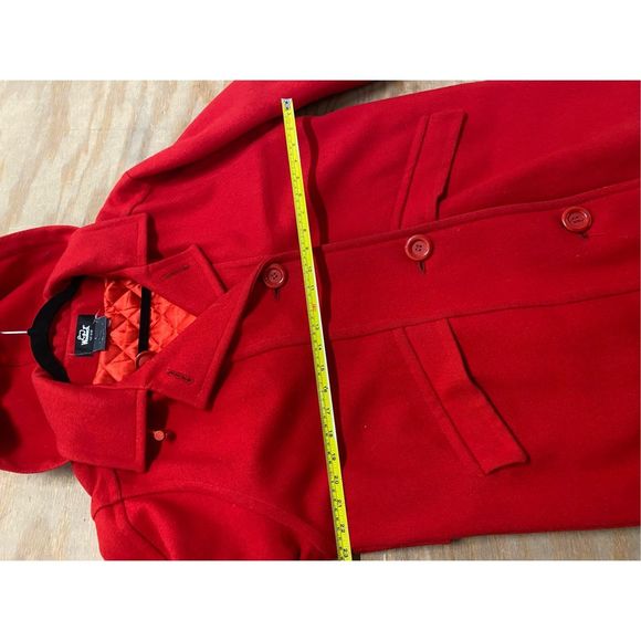 Woolrich 100% Wool Red Long Hooded Coat, Size Small, MSRP $790 - Picture 5 of 10